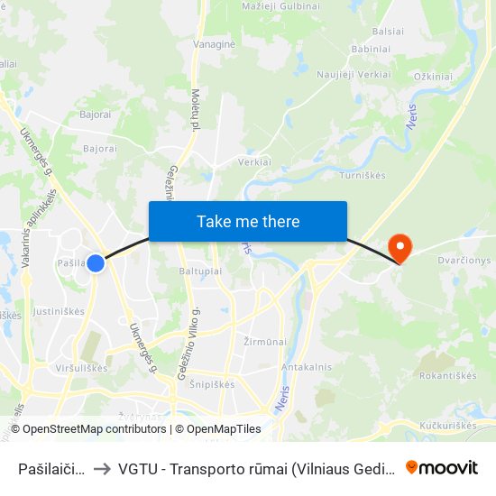Pašilaičių Žiedas to VGTU - Transporto rūmai (Vilniaus Gedimino technikos universitetas) map