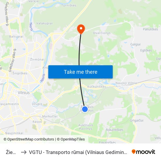 Žiedų St. to VGTU - Transporto rūmai (Vilniaus Gedimino technikos universitetas) map