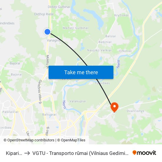 Kiparisų St. to VGTU - Transporto rūmai (Vilniaus Gedimino technikos universitetas) map