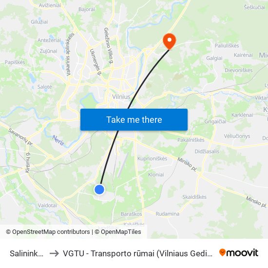 Salininkų Žiedas to VGTU - Transporto rūmai (Vilniaus Gedimino technikos universitetas) map