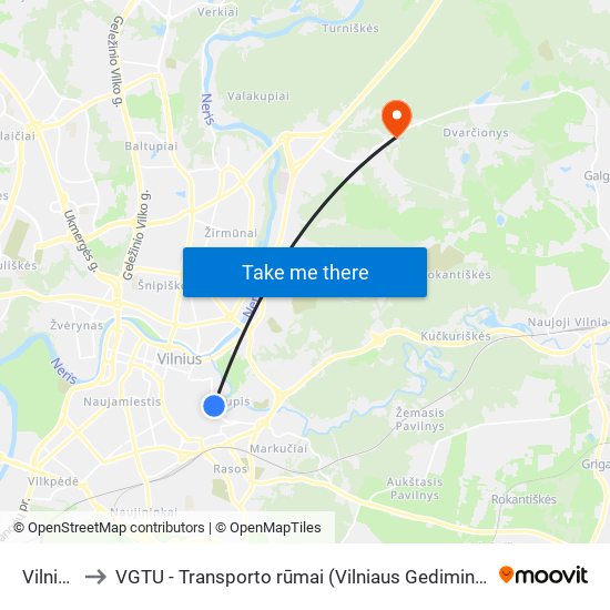 Vilnios St. to VGTU - Transporto rūmai (Vilniaus Gedimino technikos universitetas) map