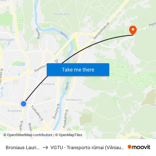 Broniaus Laurinavičiaus Skveras to VGTU - Transporto rūmai (Vilniaus Gedimino technikos universitetas) map