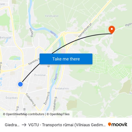 Giedraičių St. to VGTU - Transporto rūmai (Vilniaus Gedimino technikos universitetas) map