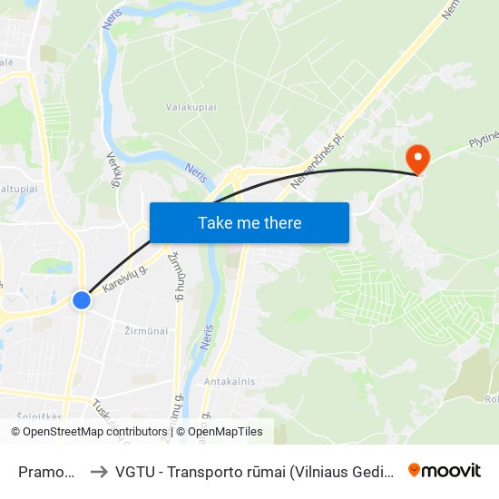 Pramogų Arena to VGTU - Transporto rūmai (Vilniaus Gedimino technikos universitetas) map