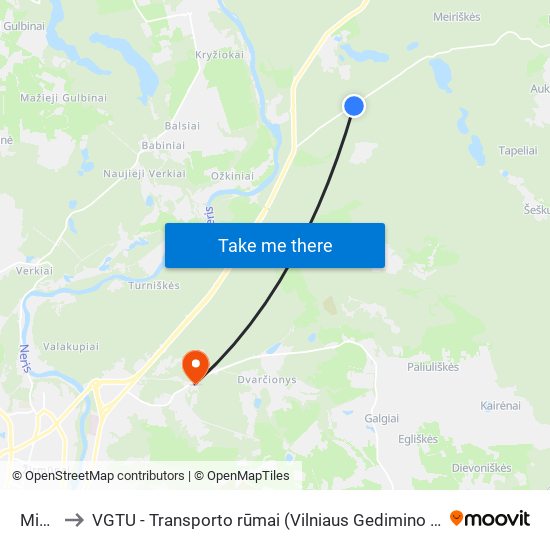 Miškas to VGTU - Transporto rūmai (Vilniaus Gedimino technikos universitetas) map