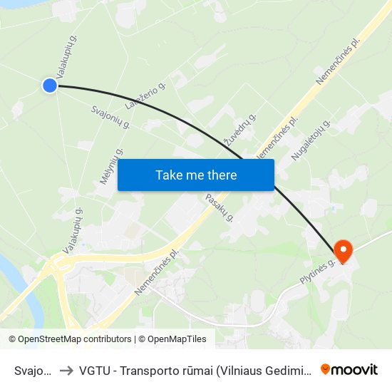 Svajonių St. to VGTU - Transporto rūmai (Vilniaus Gedimino technikos universitetas) map