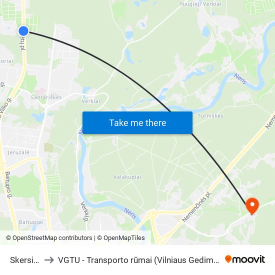 Skersinės St. to VGTU - Transporto rūmai (Vilniaus Gedimino technikos universitetas) map