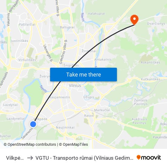 Vilkpėdės St. to VGTU - Transporto rūmai (Vilniaus Gedimino technikos universitetas) map