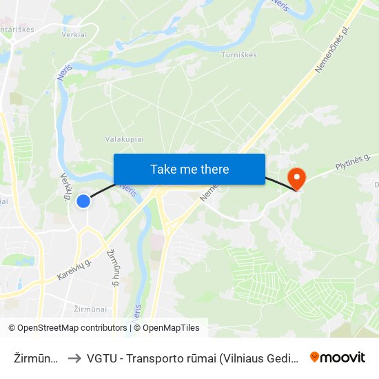 Žirmūnų Žiedas to VGTU - Transporto rūmai (Vilniaus Gedimino technikos universitetas) map