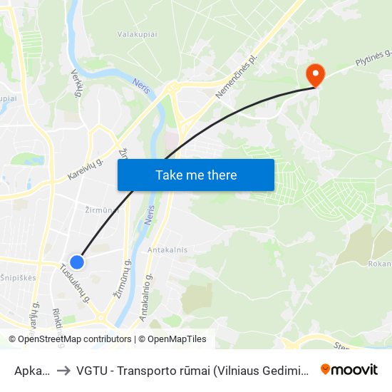 Apkasų St. to VGTU - Transporto rūmai (Vilniaus Gedimino technikos universitetas) map