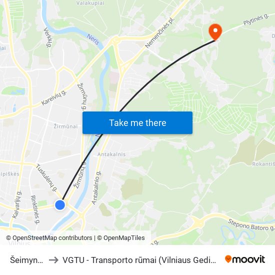 Šeimyniškių St. to VGTU - Transporto rūmai (Vilniaus Gedimino technikos universitetas) map