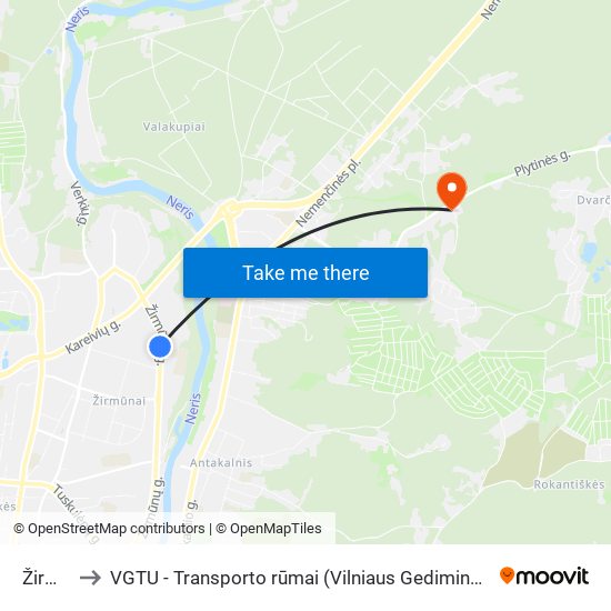 Žirmūnai to VGTU - Transporto rūmai (Vilniaus Gedimino technikos universitetas) map