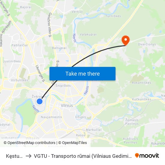 Kęstučio St. to VGTU - Transporto rūmai (Vilniaus Gedimino technikos universitetas) map