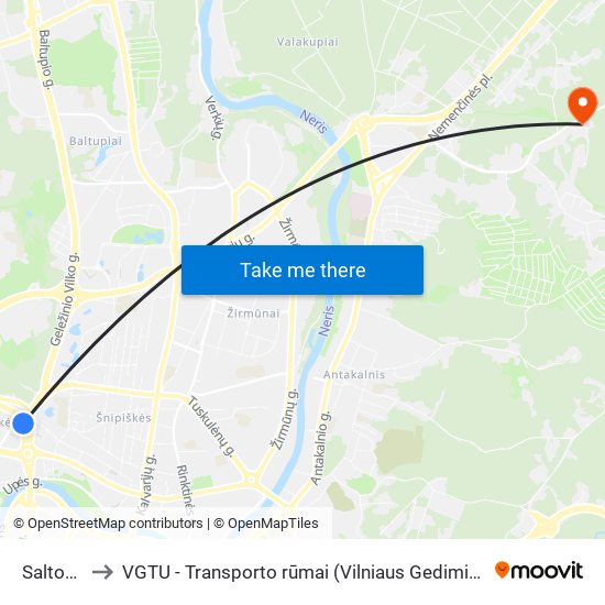 Saltoniškės to VGTU - Transporto rūmai (Vilniaus Gedimino technikos universitetas) map