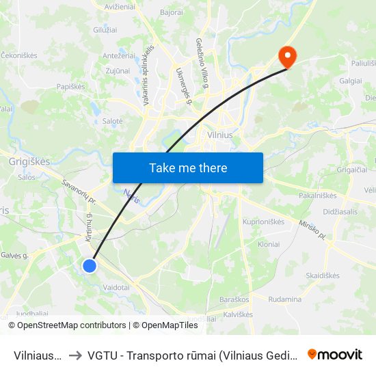 Vilniaus Pergalė to VGTU - Transporto rūmai (Vilniaus Gedimino technikos universitetas) map