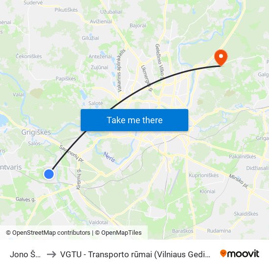 Jono Švažo St. to VGTU - Transporto rūmai (Vilniaus Gedimino technikos universitetas) map