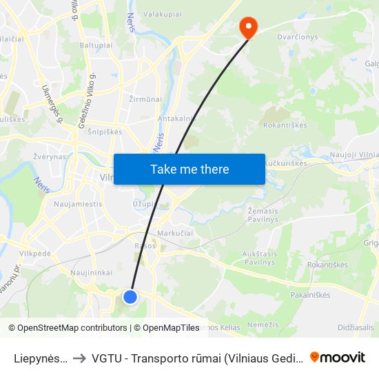 Liepynės Kapinės to VGTU - Transporto rūmai (Vilniaus Gedimino technikos universitetas) map