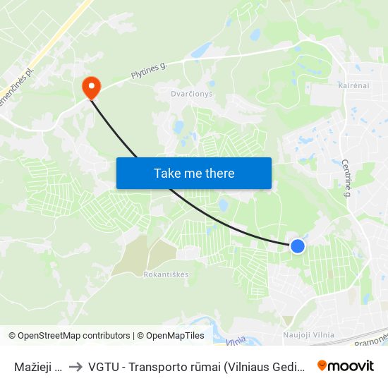 Mažieji Pupojai to VGTU - Transporto rūmai (Vilniaus Gedimino technikos universitetas) map