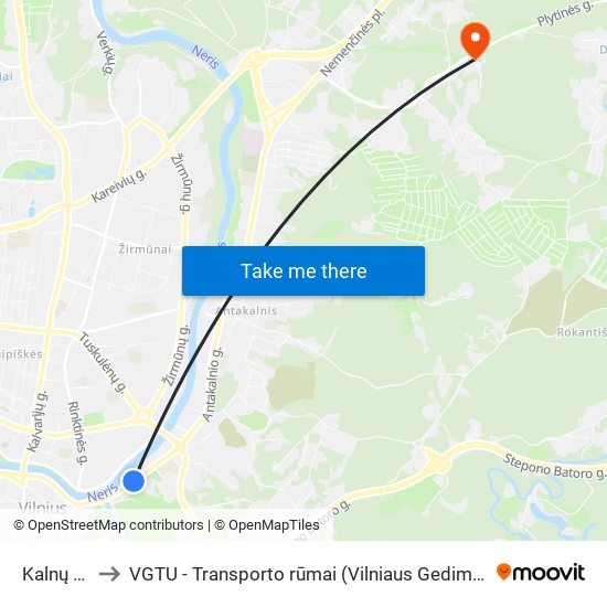 Kalnų Parkas to VGTU - Transporto rūmai (Vilniaus Gedimino technikos universitetas) map