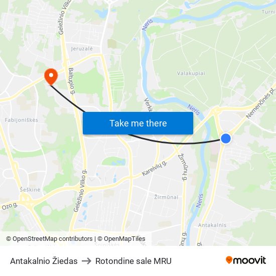 Antakalnio Žiedas to Rotondine sale MRU map