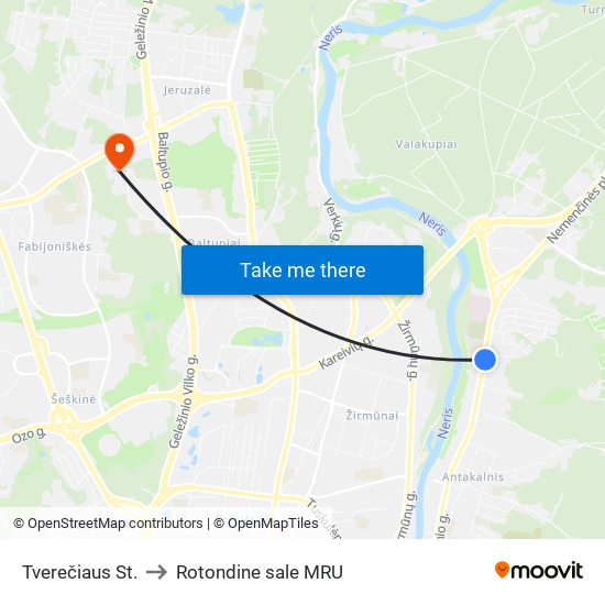 Tverečiaus St. to Rotondine sale MRU map