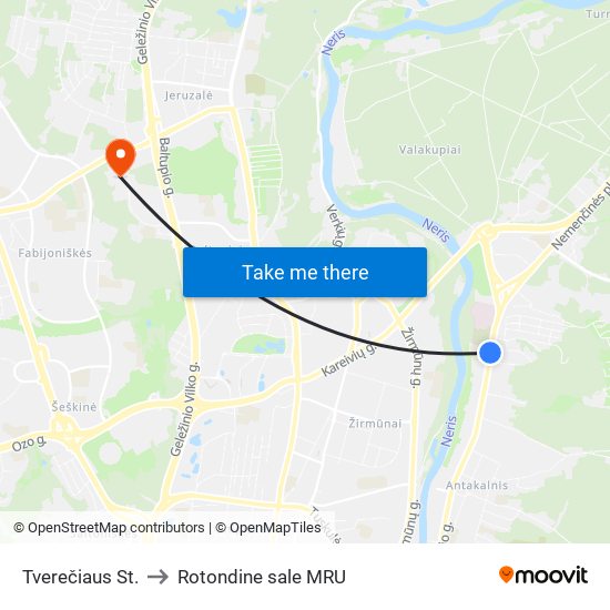 Tverečiaus St. to Rotondine sale MRU map