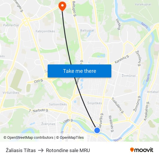 Žaliasis Tiltas to Rotondine sale MRU map
