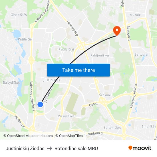 Justiniškių Žiedas to Rotondine sale MRU map
