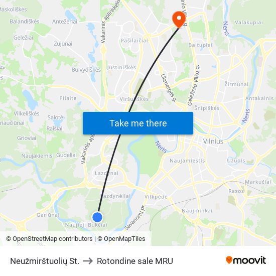 Neužmirštuolių St. to Rotondine sale MRU map