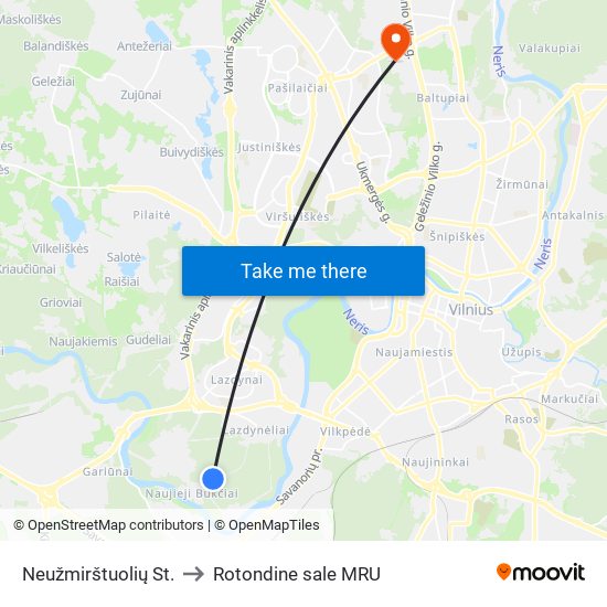 Neužmirštuolių St. to Rotondine sale MRU map