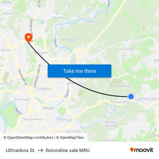 Užtvankos St. to Rotondine sale MRU map