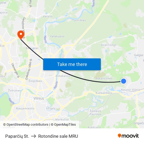 Paparčių St. to Rotondine sale MRU map