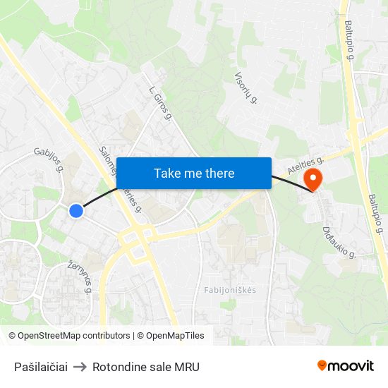 Pašilaičiai to Rotondine sale MRU map