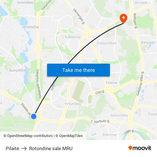 Pilaitė to Rotondine sale MRU map