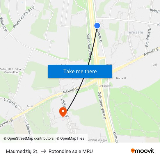Maumedžių St. to Rotondine sale MRU map