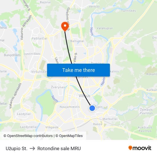 Užupio St. to Rotondine sale MRU map