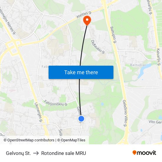 Gelvonų St. to Rotondine sale MRU map