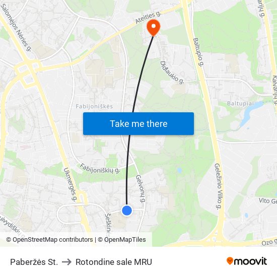 Paberžės St. to Rotondine sale MRU map