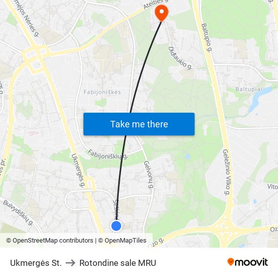 Ukmergės St. to Rotondine sale MRU map