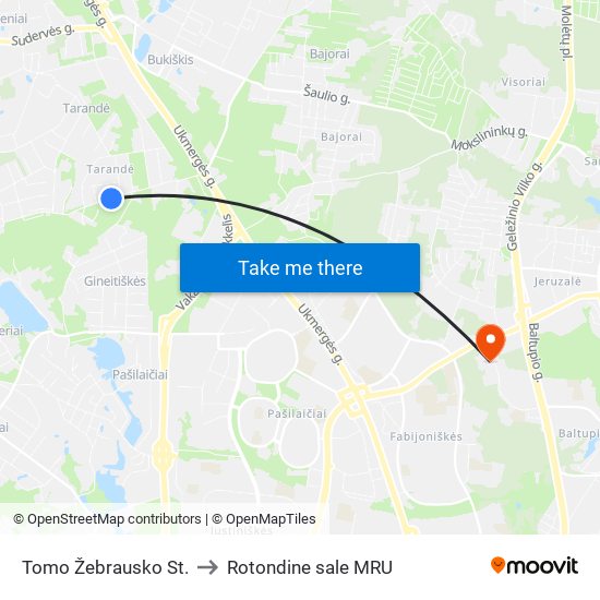 Tomo Žebrausko St. to Rotondine sale MRU map