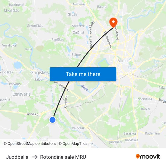 Juodbaliai to Rotondine sale MRU map