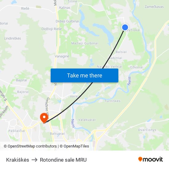 Krakiškės to Rotondine sale MRU map