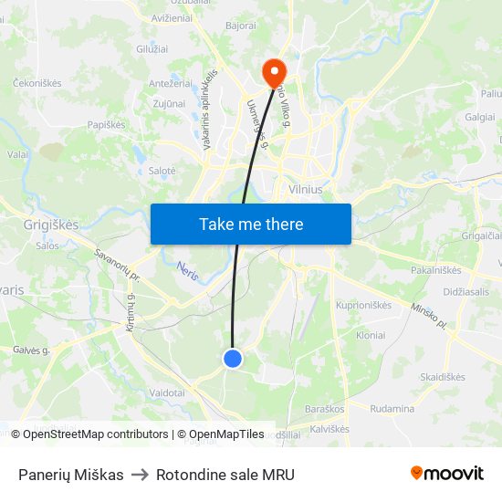 Panerių Miškas to Rotondine sale MRU map