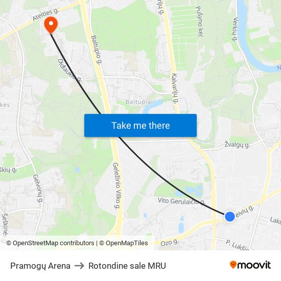 Pramogų Arena to Rotondine sale MRU map