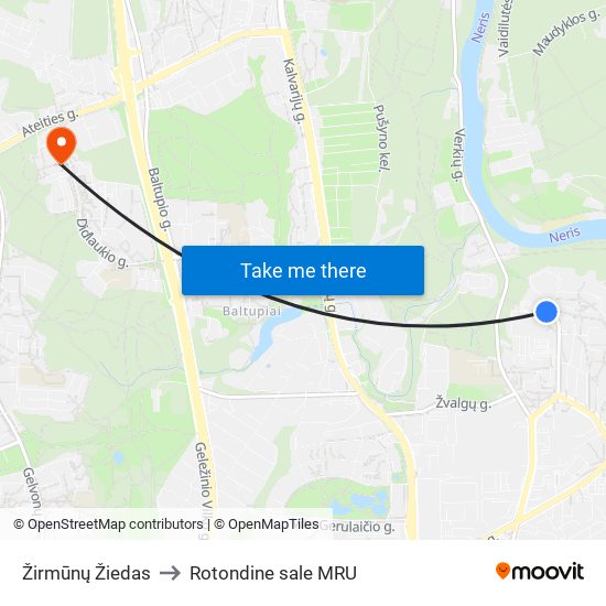 Žirmūnų Žiedas to Rotondine sale MRU map