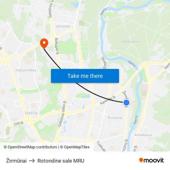 Žirmūnai to Rotondine sale MRU map