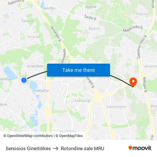 Senosios Gineitiškės to Rotondine sale MRU map