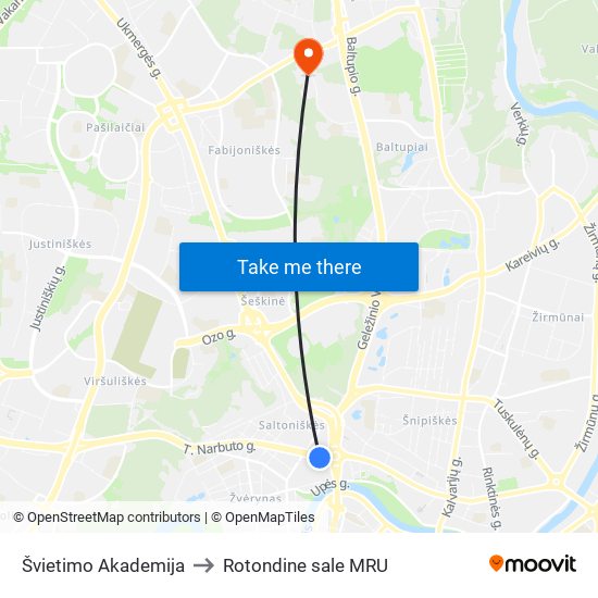 Švietimo Akademija to Rotondine sale MRU map