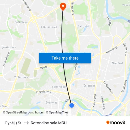 Gynėjų St. to Rotondine sale MRU map