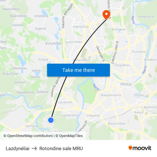 Lazdynėliai to Rotondine sale MRU map